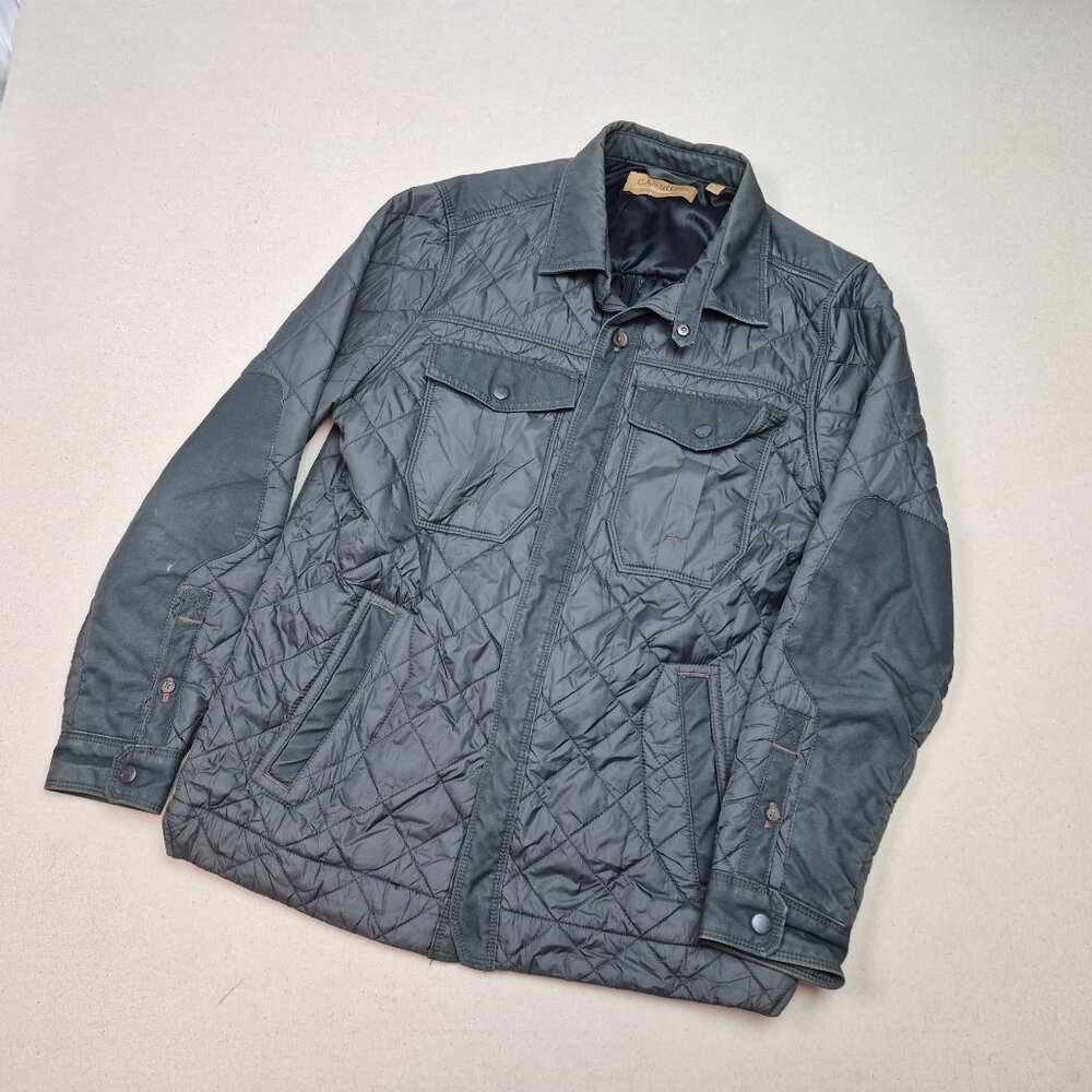 Cassius Mens Workwear Quilted Padded Elbows Quilted Chore Coat Jacket Black Sz L